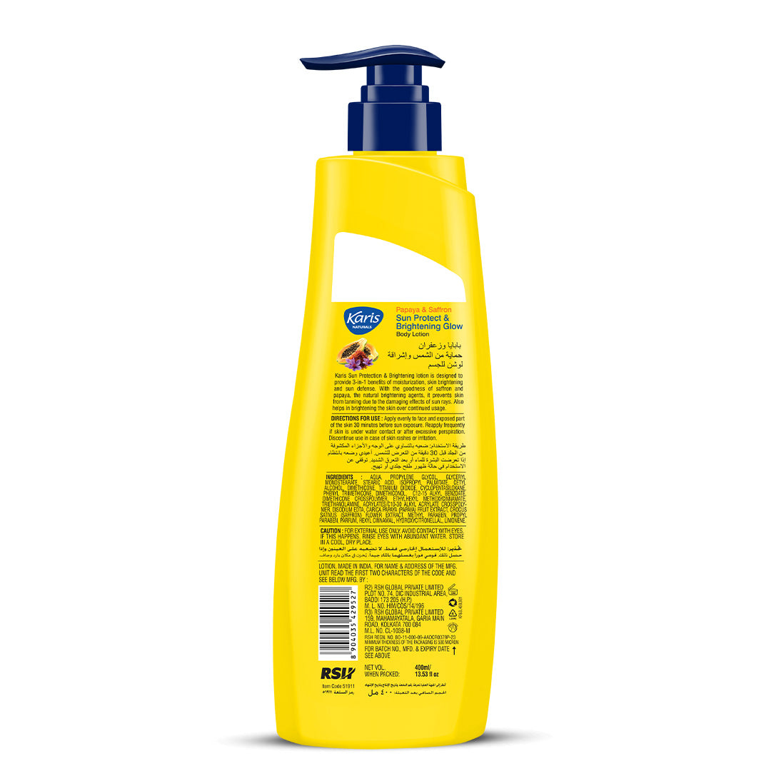 Papaya & Saffron Sun Protect & Brightening Glow Body Lotion
